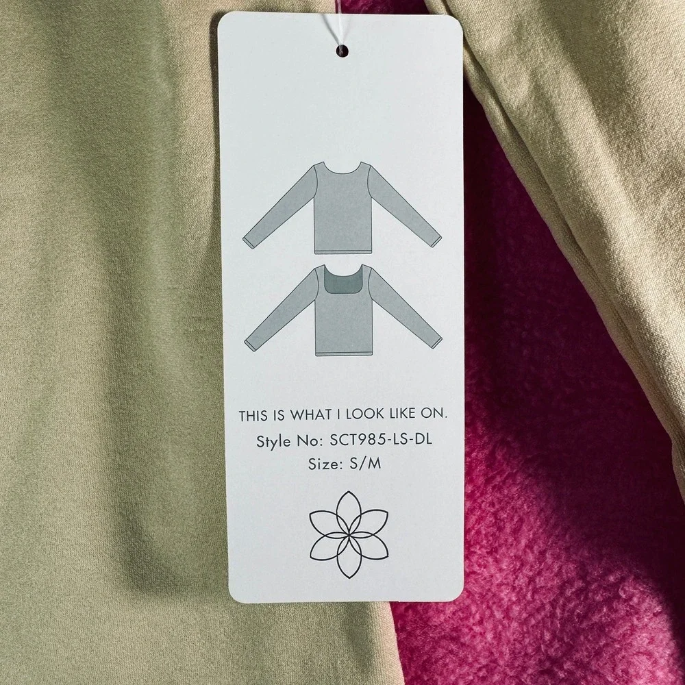 Aura Nude Tan Square Neck Long Sleeve Seamless Top SCT985-LS-DL Size S/M‎ NEW